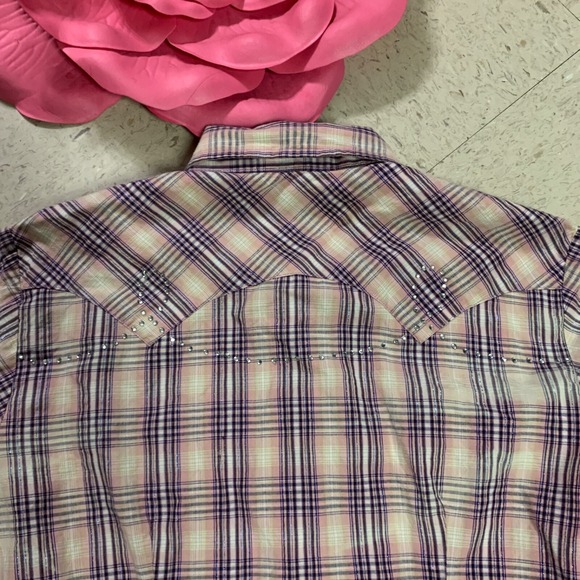 PANHANDLE SLIM‎ Shirt Womens Sz M Metallic Plaid Pearl Snap Rhinestone Western - Picture 12 of 12
